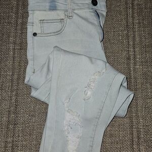 Stylish Light Blue Distressed Jeggings